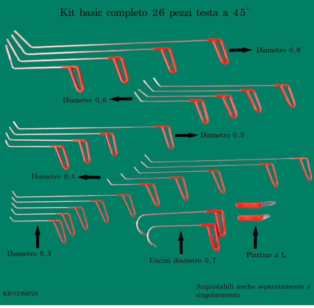 Kit leve basic completo26 PZ. testa a 45° - Corso da LevaBolli