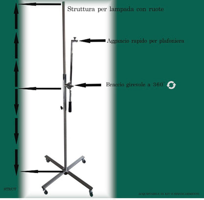 Struttura per lampada con ruote e porta batteria. - Corso da LevaBolli